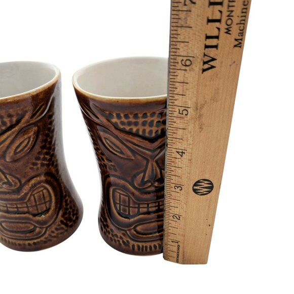 Daga Tiki Mugs Ceramic Warrior Lot 2 Brown Hawaii Honda 1985 Cars - Picture 5 of 7